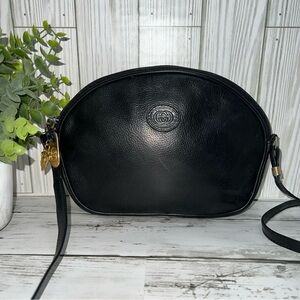 Gucci Vintage Black Leather  Crossbody Bag Gold Hardware